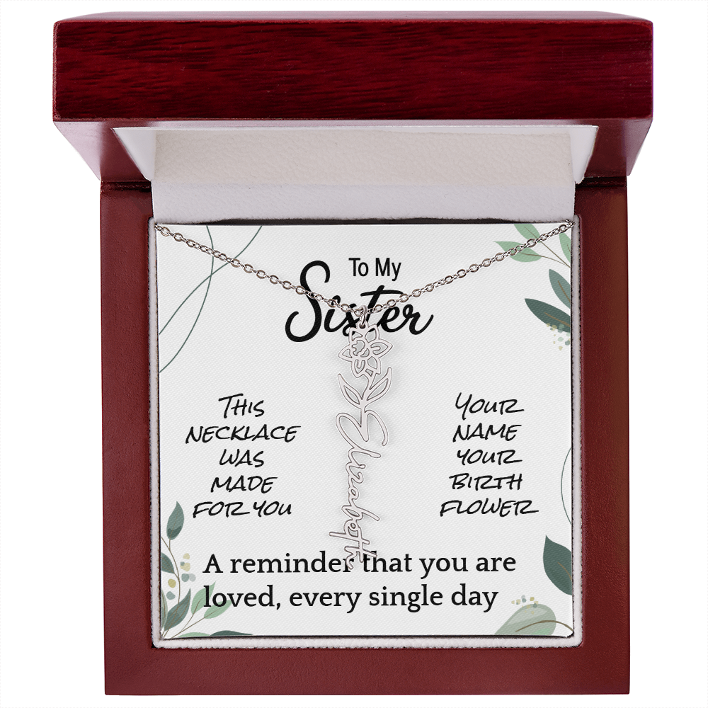Custom Flower Name Necklace – Birthday Gift for Sister - Golden Willow Emporium