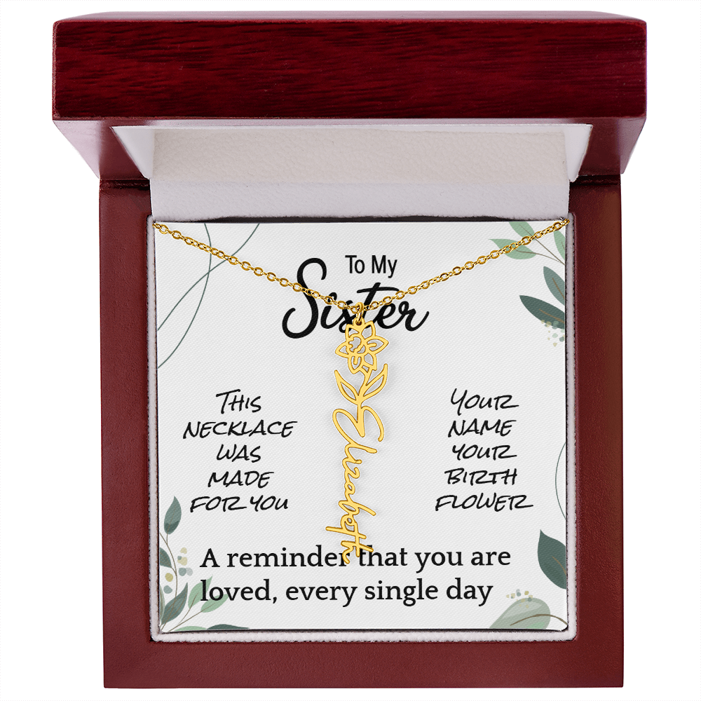 Custom Flower Name Necklace – Birthday Gift for Sister - Golden Willow Emporium