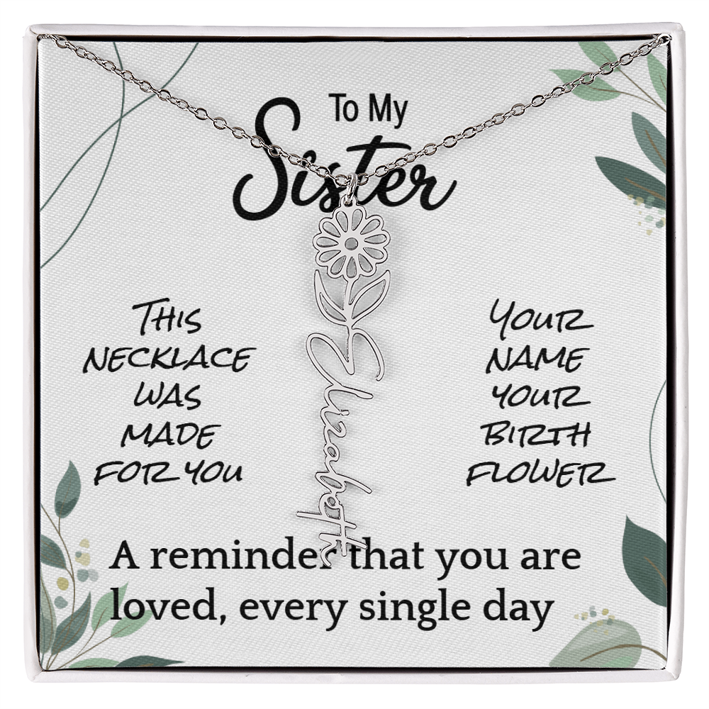 Custom Flower Name Necklace – Birthday Gift for Sister - Golden Willow Emporium