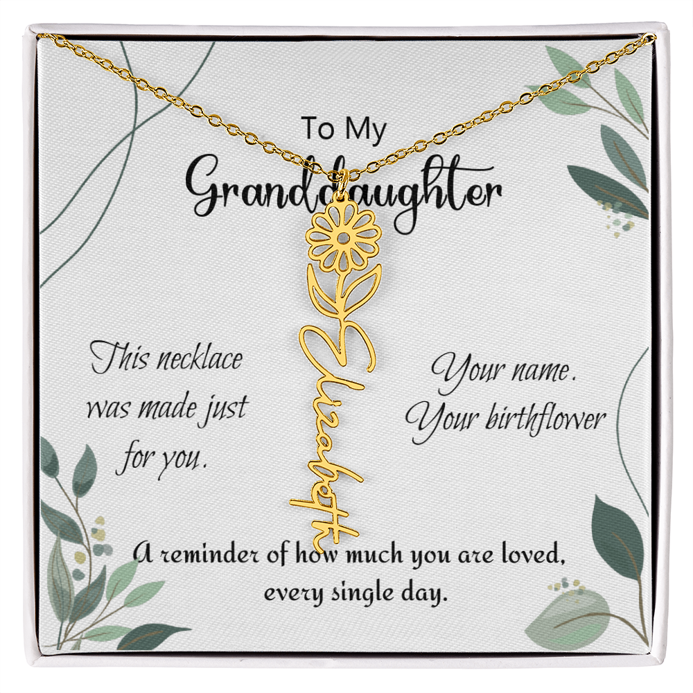 Custom Flower Name Necklace – Birthday Gift for Granddaughter - Golden Willow Emporium