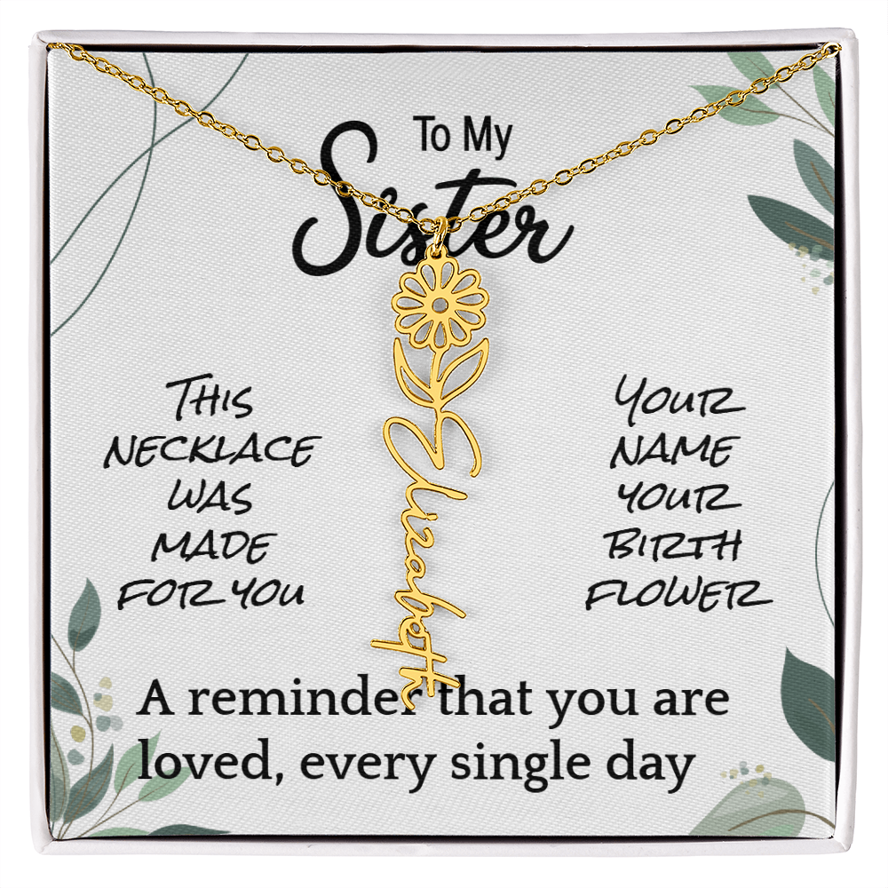 Custom Flower Name Necklace – Birthday Gift for Sister - Golden Willow Emporium