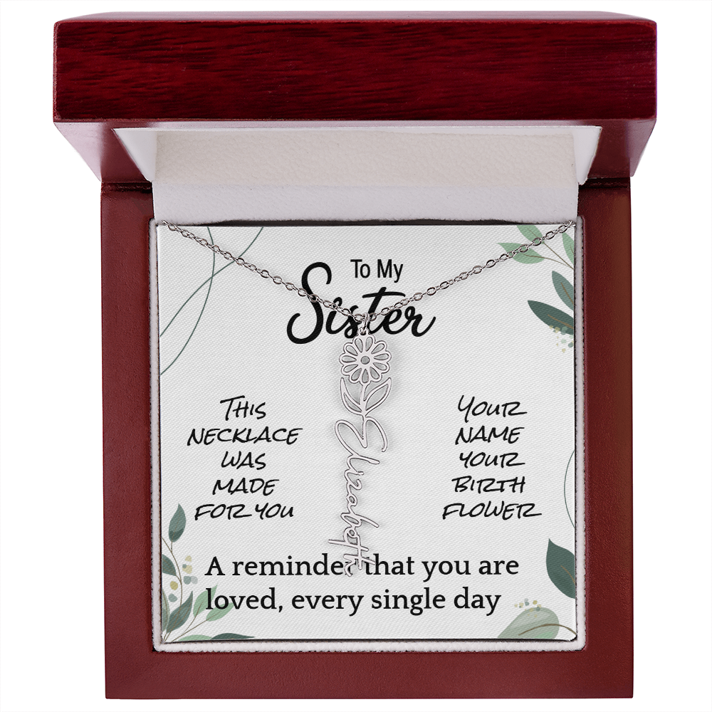 Custom Flower Name Necklace – Birthday Gift for Sister - Golden Willow Emporium