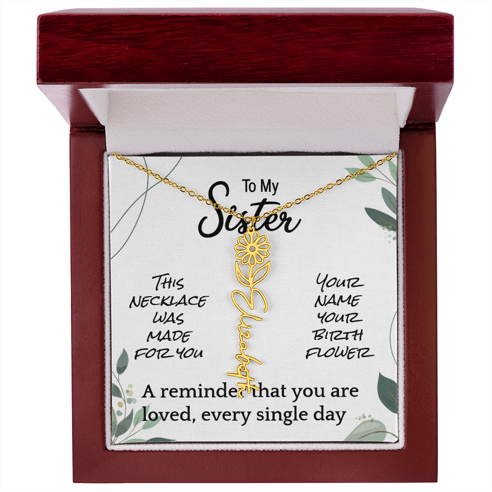 Custom Flower Name Necklace – Birthday Gift for Sister - Golden Willow Emporium