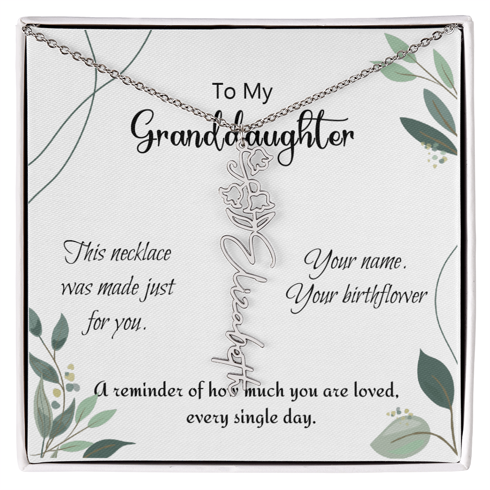 Custom Flower Name Necklace – Birthday Gift for Granddaughter - Golden Willow Emporium
