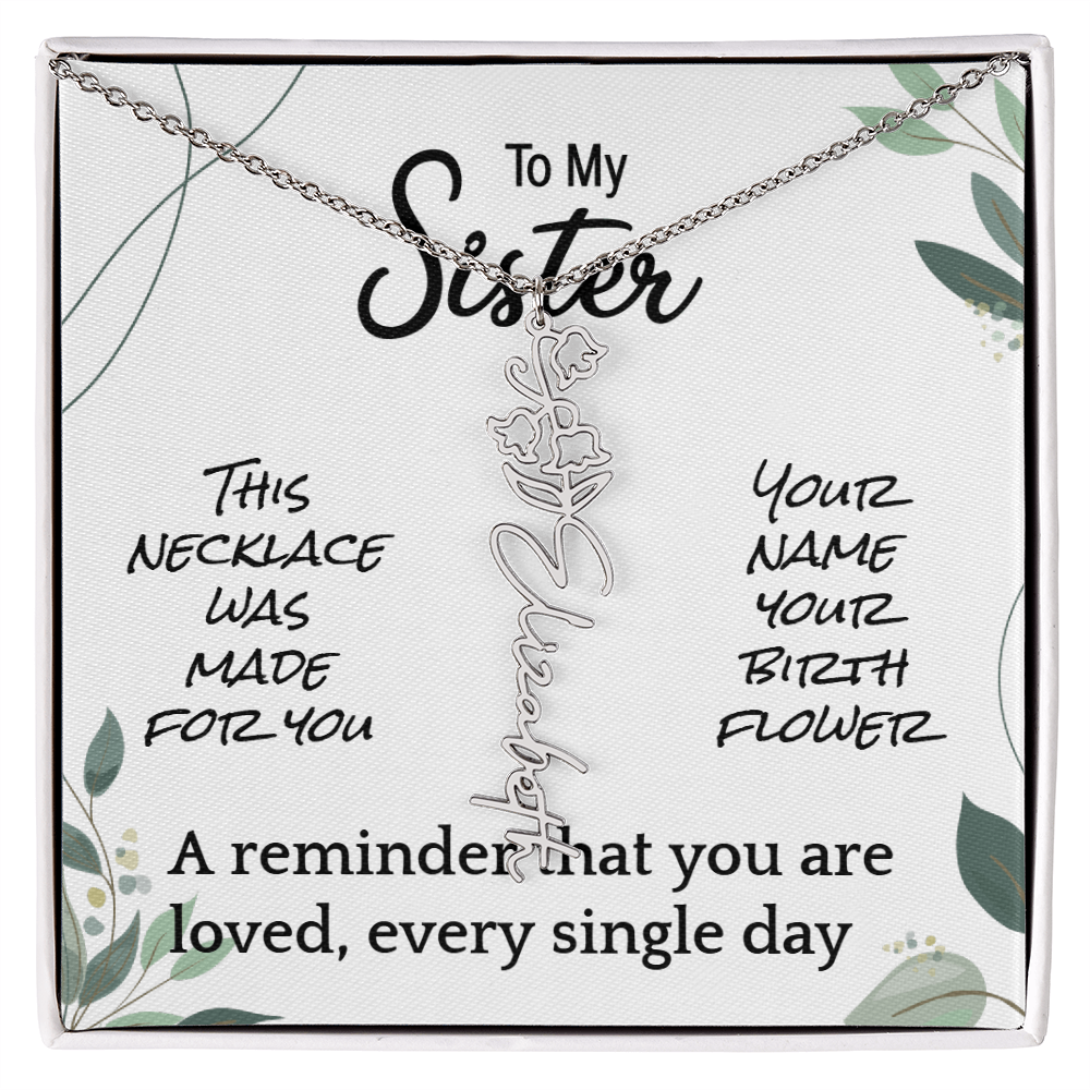 Custom Flower Name Necklace – Birthday Gift for Sister - Golden Willow Emporium