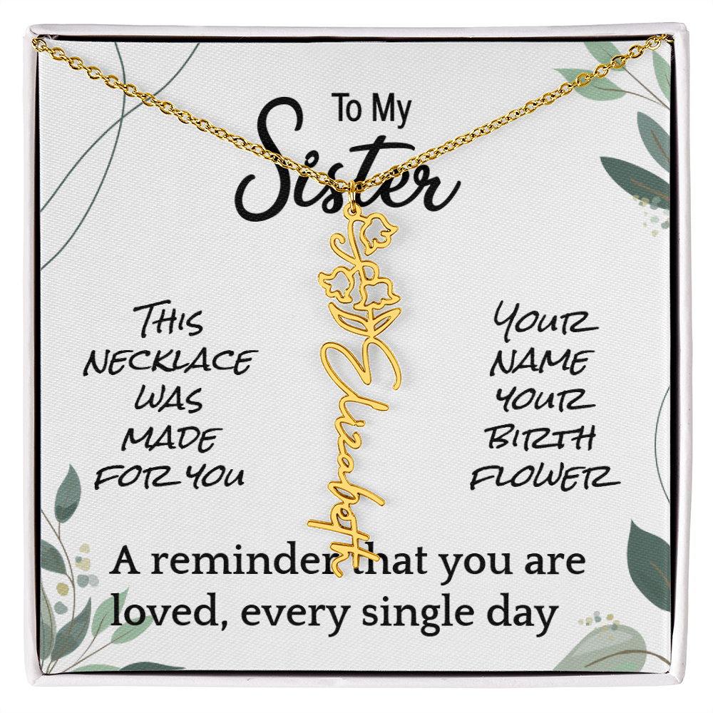 Custom Flower Name Necklace – Birthday Gift for Sister - Golden Willow Emporium