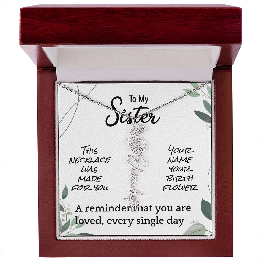 Custom Flower Name Necklace – Birthday Gift for Sister - Golden Willow Emporium