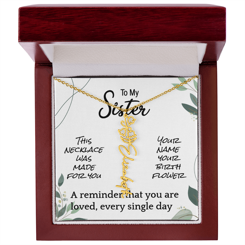Custom Flower Name Necklace – Birthday Gift for Sister - Golden Willow Emporium