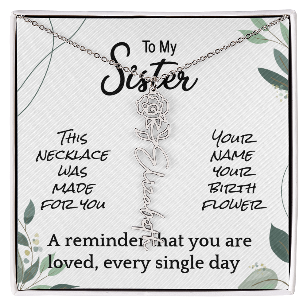 Custom Flower Name Necklace – Birthday Gift for Sister - Golden Willow Emporium