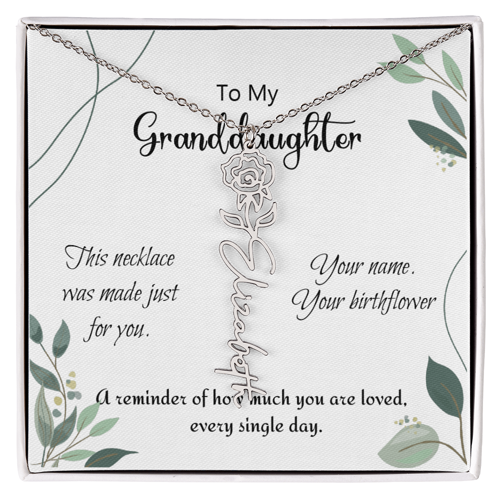 Custom Flower Name Necklace – Birthday Gift for Granddaughter - Golden Willow Emporium