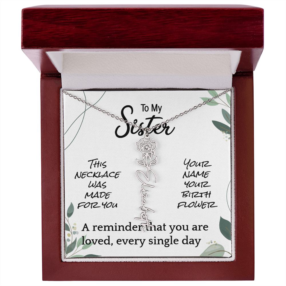 Custom Flower Name Necklace – Birthday Gift for Sister - Golden Willow Emporium