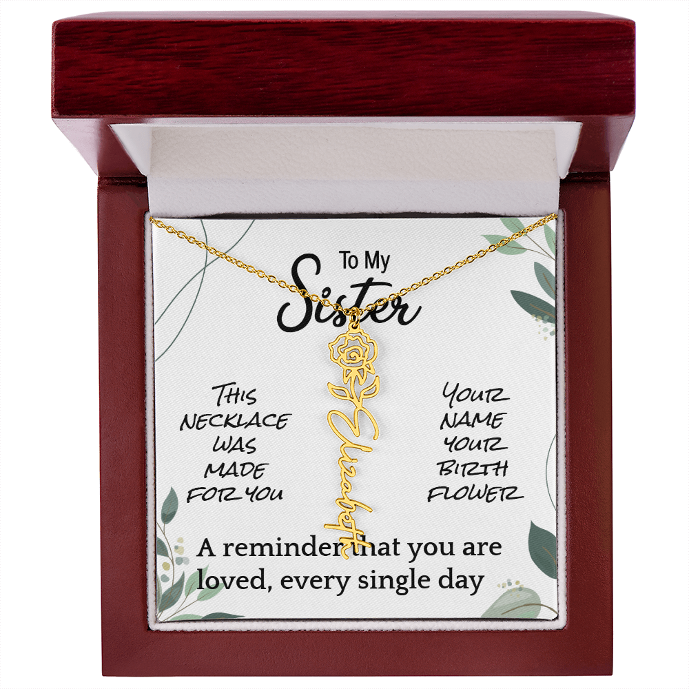 Custom Flower Name Necklace – Birthday Gift for Sister - Golden Willow Emporium