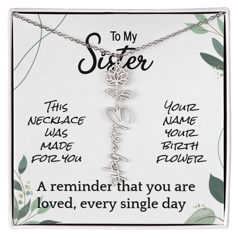 Custom Flower Name Necklace – Birthday Gift for Sister - Golden Willow Emporium