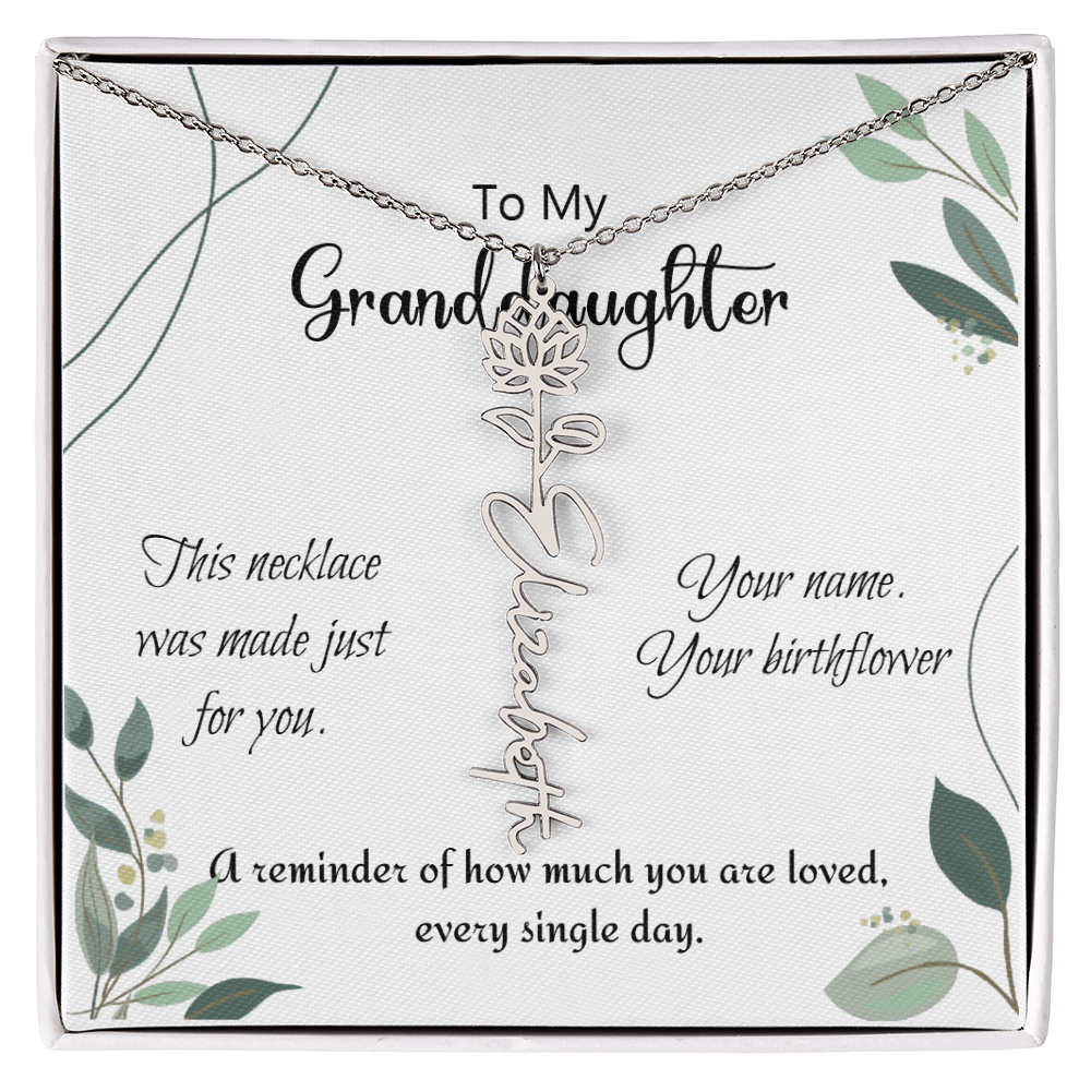 Custom Flower Name Necklace – Birthday Gift for Granddaughter - Golden Willow Emporium