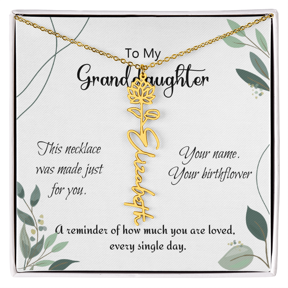 Custom Flower Name Necklace – Birthday Gift for Granddaughter - Golden Willow Emporium
