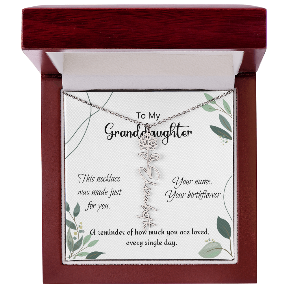 Custom Flower Name Necklace – Birthday Gift for Granddaughter - Golden Willow Emporium