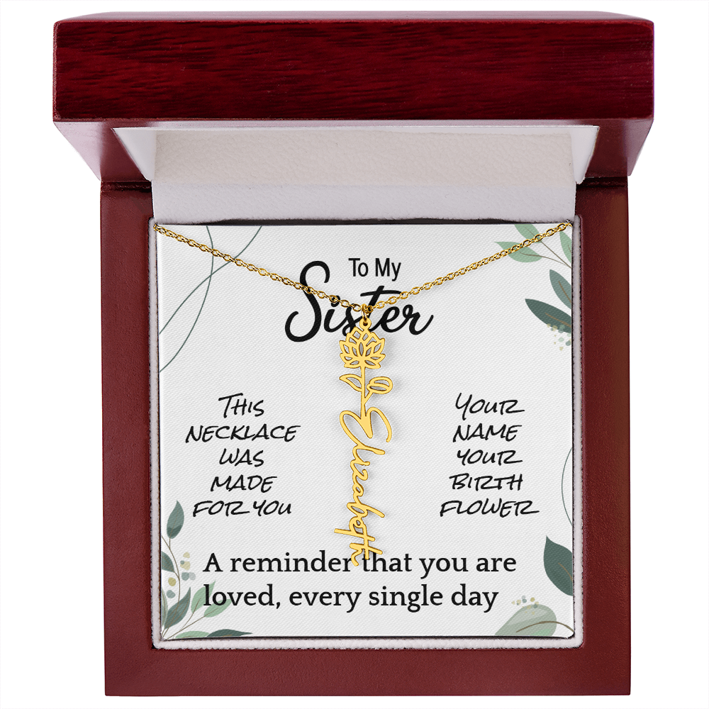 Custom Flower Name Necklace – Birthday Gift for Sister - Golden Willow Emporium