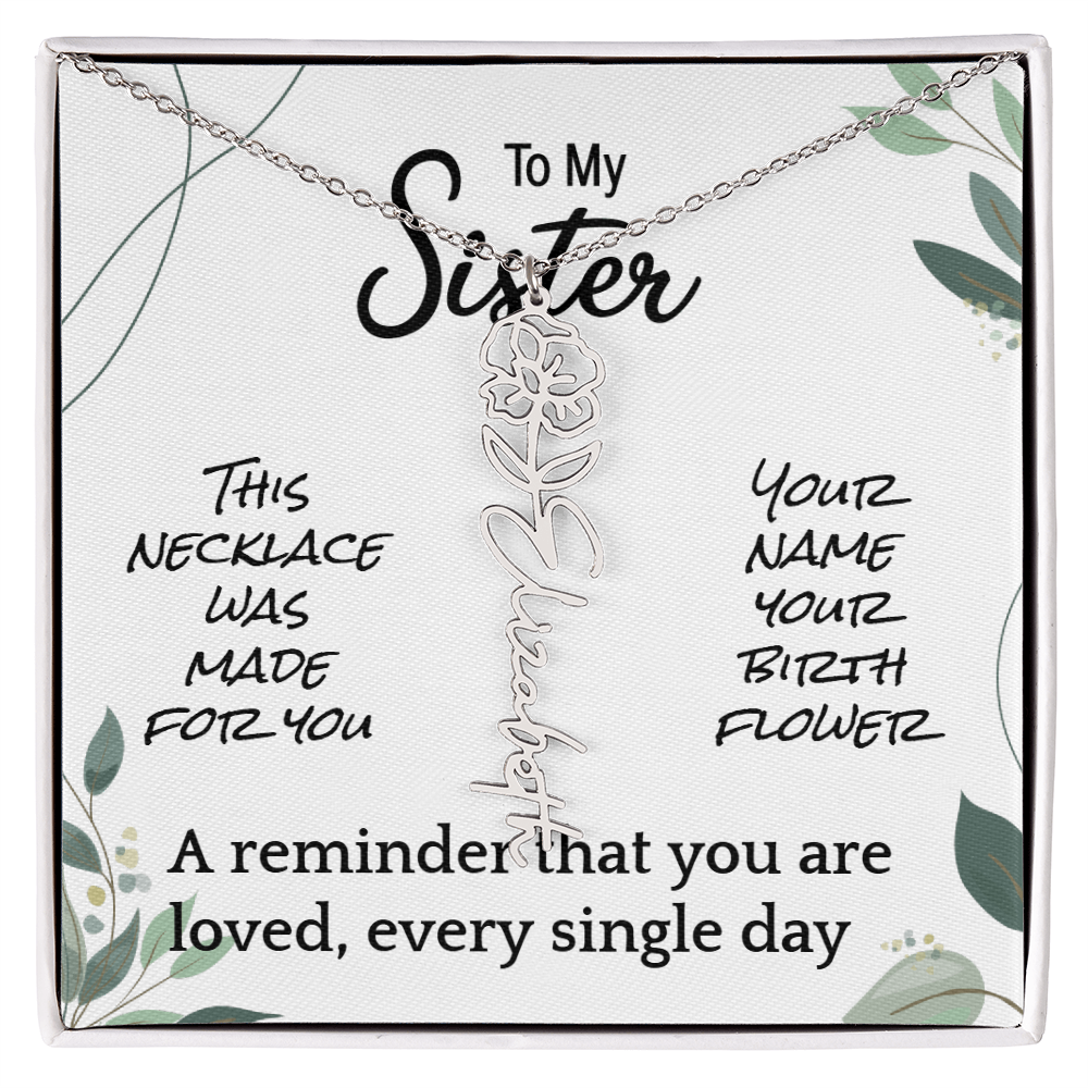 Custom Flower Name Necklace – Birthday Gift for Sister - Golden Willow Emporium