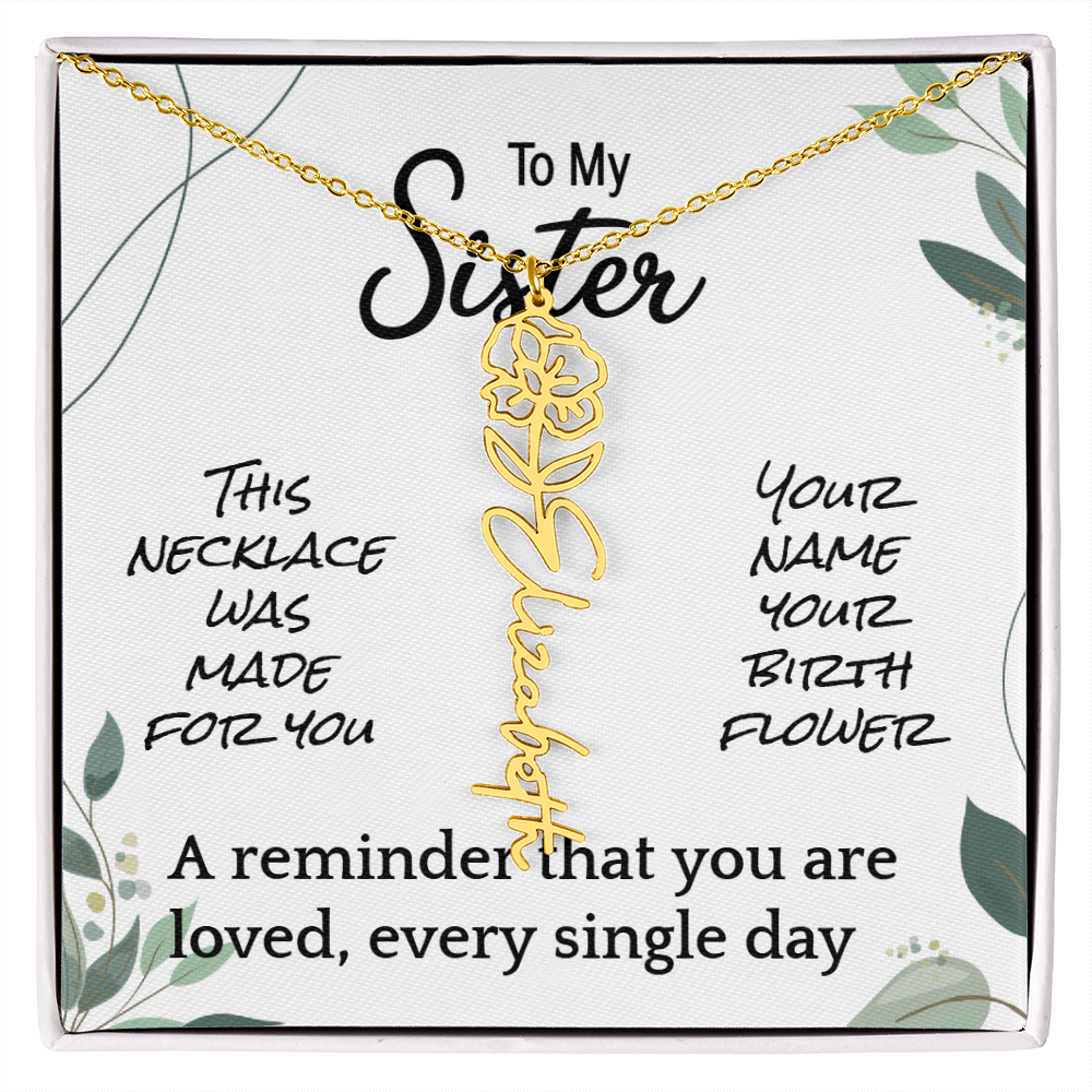Custom Flower Name Necklace – Birthday Gift for Sister - Golden Willow Emporium