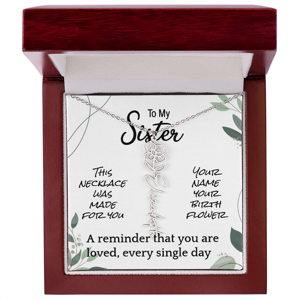 Custom Flower Name Necklace – Birthday Gift for Sister - Golden Willow Emporium