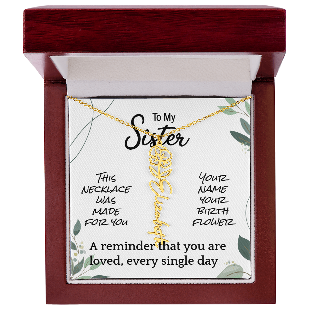 Custom Flower Name Necklace – Birthday Gift for Sister - Golden Willow Emporium