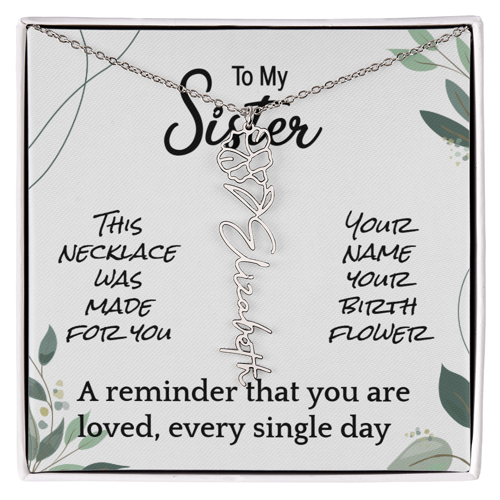 Custom Flower Name Necklace – Birthday Gift for Sister - Golden Willow Emporium