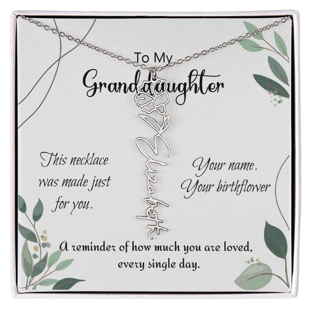 Custom Flower Name Necklace – Birthday Gift for Granddaughter - Golden Willow Emporium
