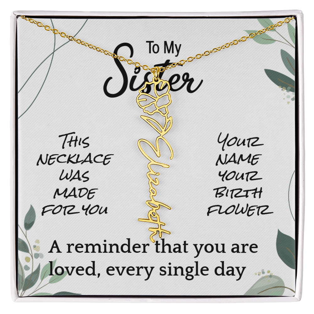 Custom Flower Name Necklace – Birthday Gift for Sister - Golden Willow Emporium