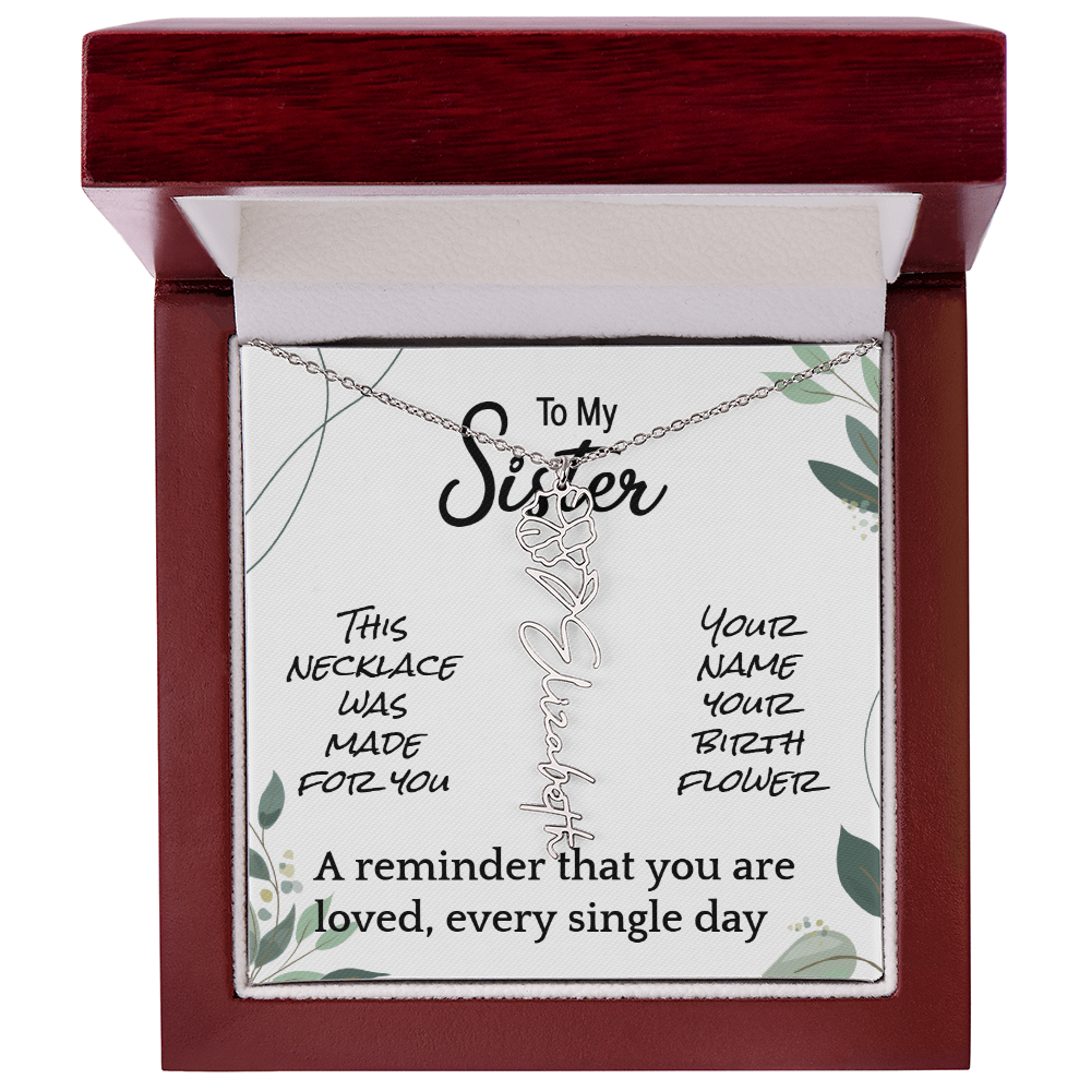 Custom Flower Name Necklace – Birthday Gift for Sister - Golden Willow Emporium