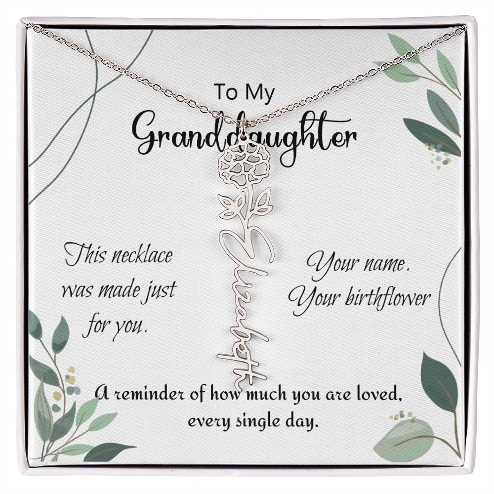 Custom Flower Name Necklace – Birthday Gift for Granddaughter - Golden Willow Emporium