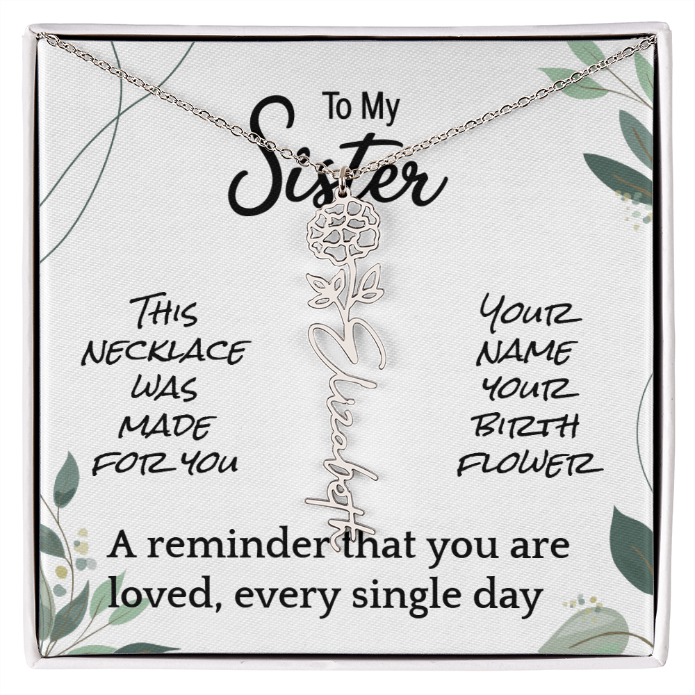 Custom Flower Name Necklace – Birthday Gift for Sister - Golden Willow Emporium