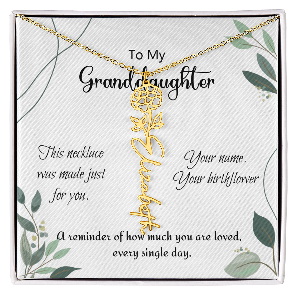 Custom Flower Name Necklace – Birthday Gift for Granddaughter - Golden Willow Emporium