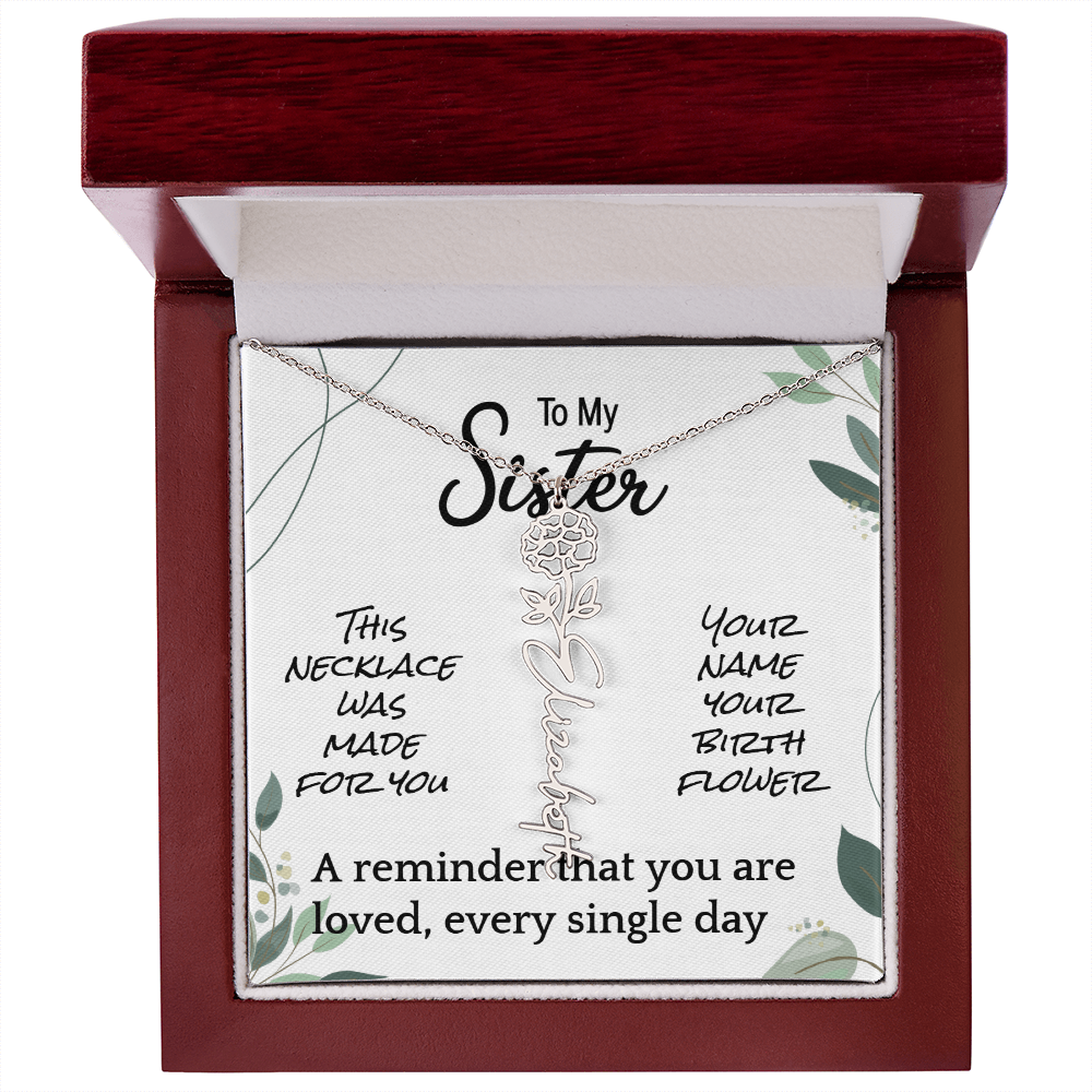 Custom Flower Name Necklace – Birthday Gift for Sister - Golden Willow Emporium