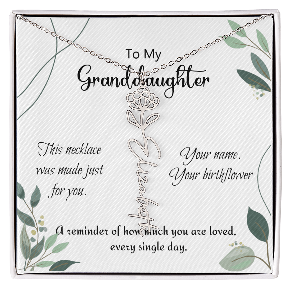Custom Flower Name Necklace – Birthday Gift for Granddaughter - Golden Willow Emporium