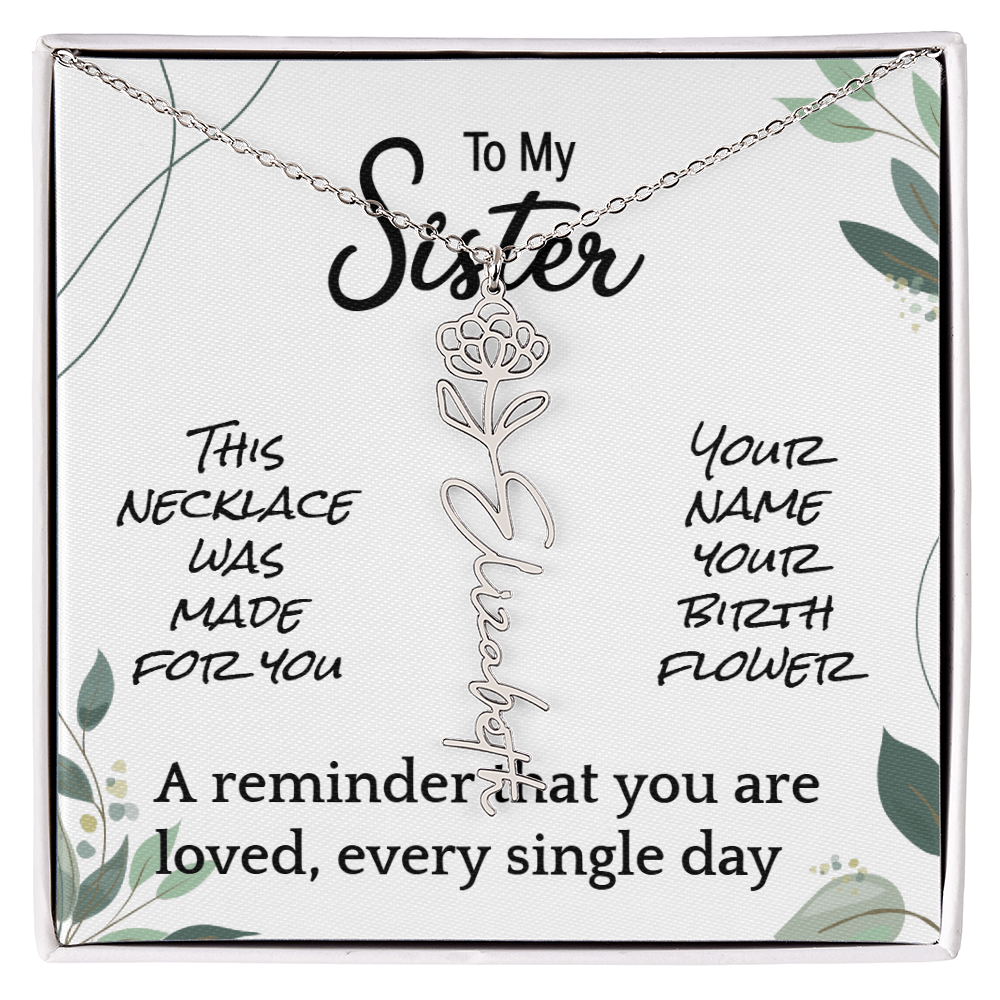 Custom Flower Name Necklace – Birthday Gift for Sister - Golden Willow Emporium