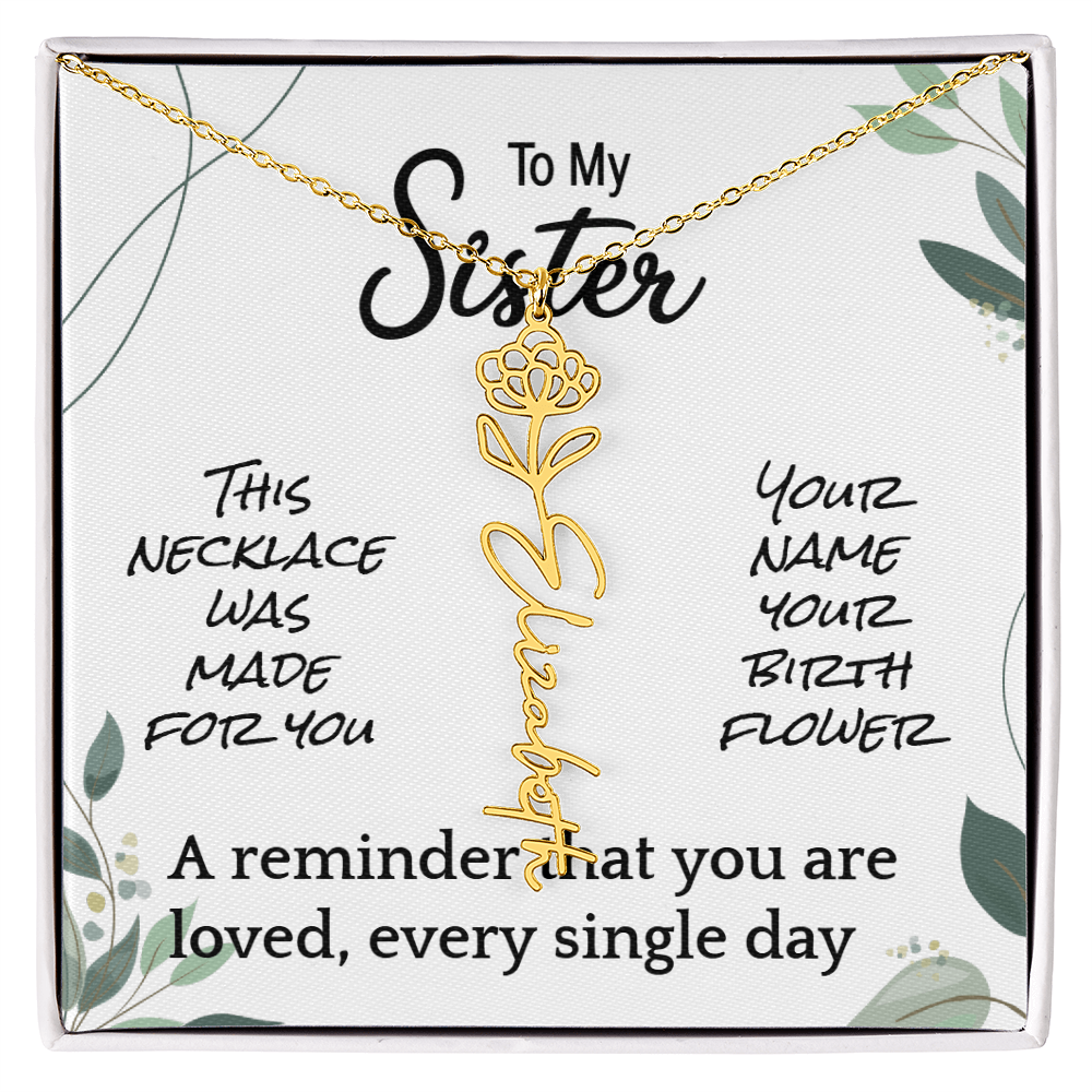 Custom Flower Name Necklace – Birthday Gift for Sister - Golden Willow Emporium