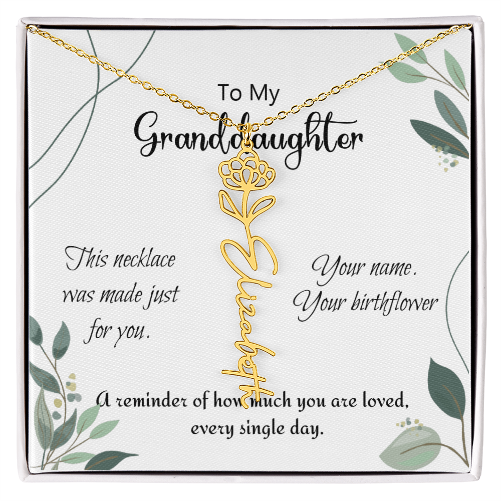 Custom Flower Name Necklace – Birthday Gift for Granddaughter - Golden Willow Emporium