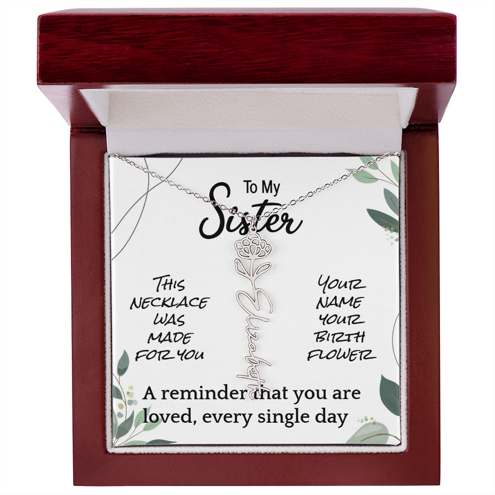 Custom Flower Name Necklace – Birthday Gift for Sister - Golden Willow Emporium