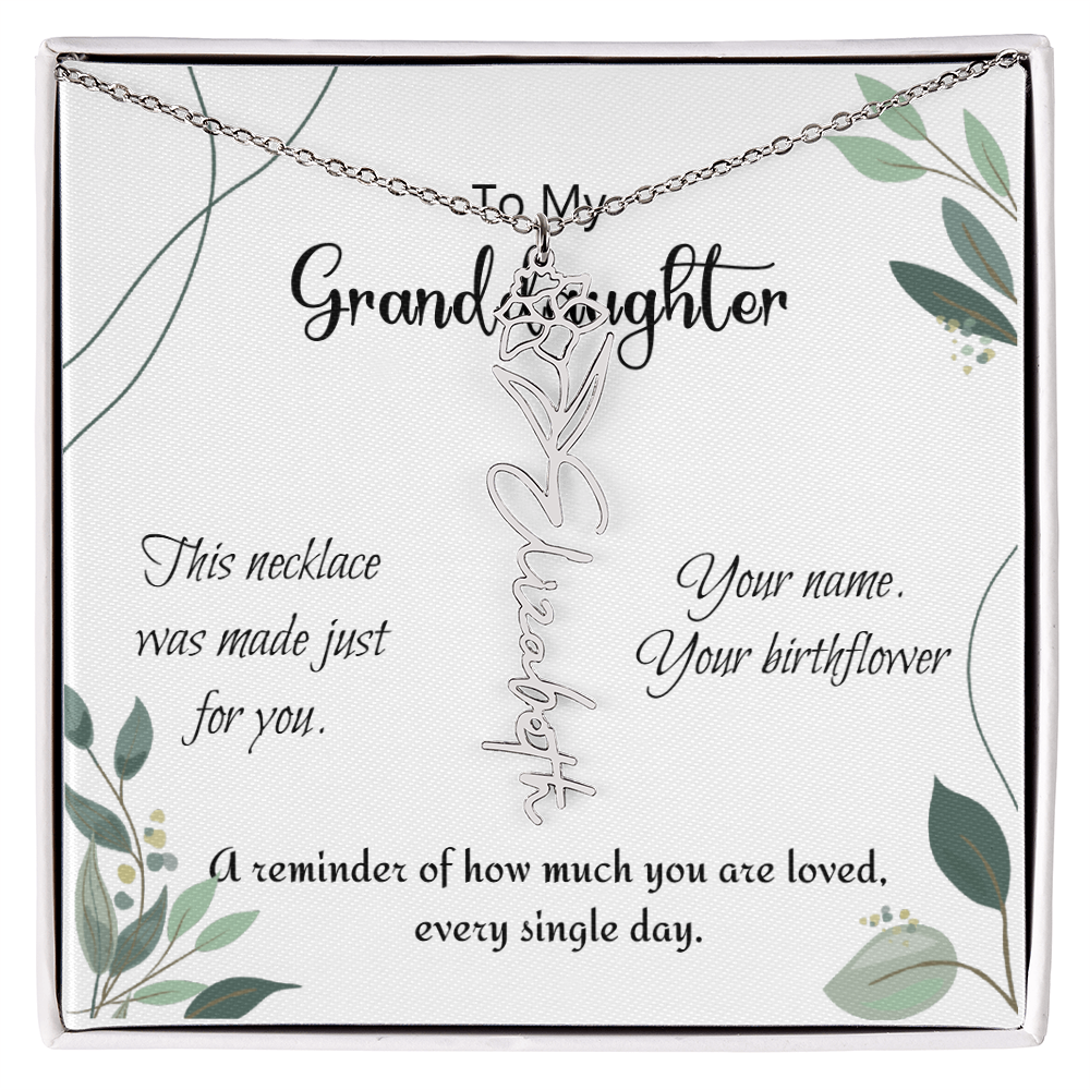 Custom Flower Name Necklace – Birthday Gift for Granddaughter - Golden Willow Emporium