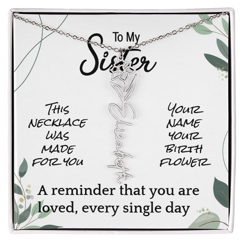 Custom Flower Name Necklace – Birthday Gift for Sister - Golden Willow Emporium