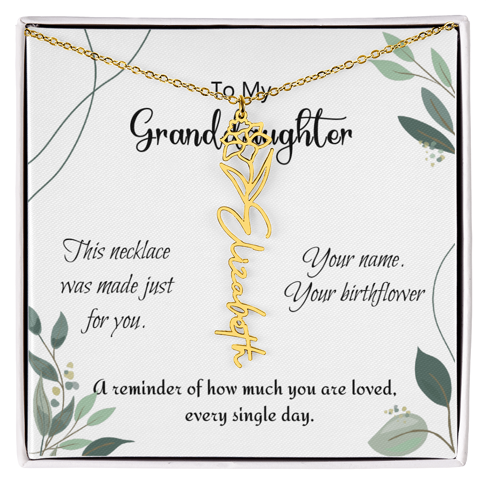 Custom Flower Name Necklace – Birthday Gift for Granddaughter - Golden Willow Emporium