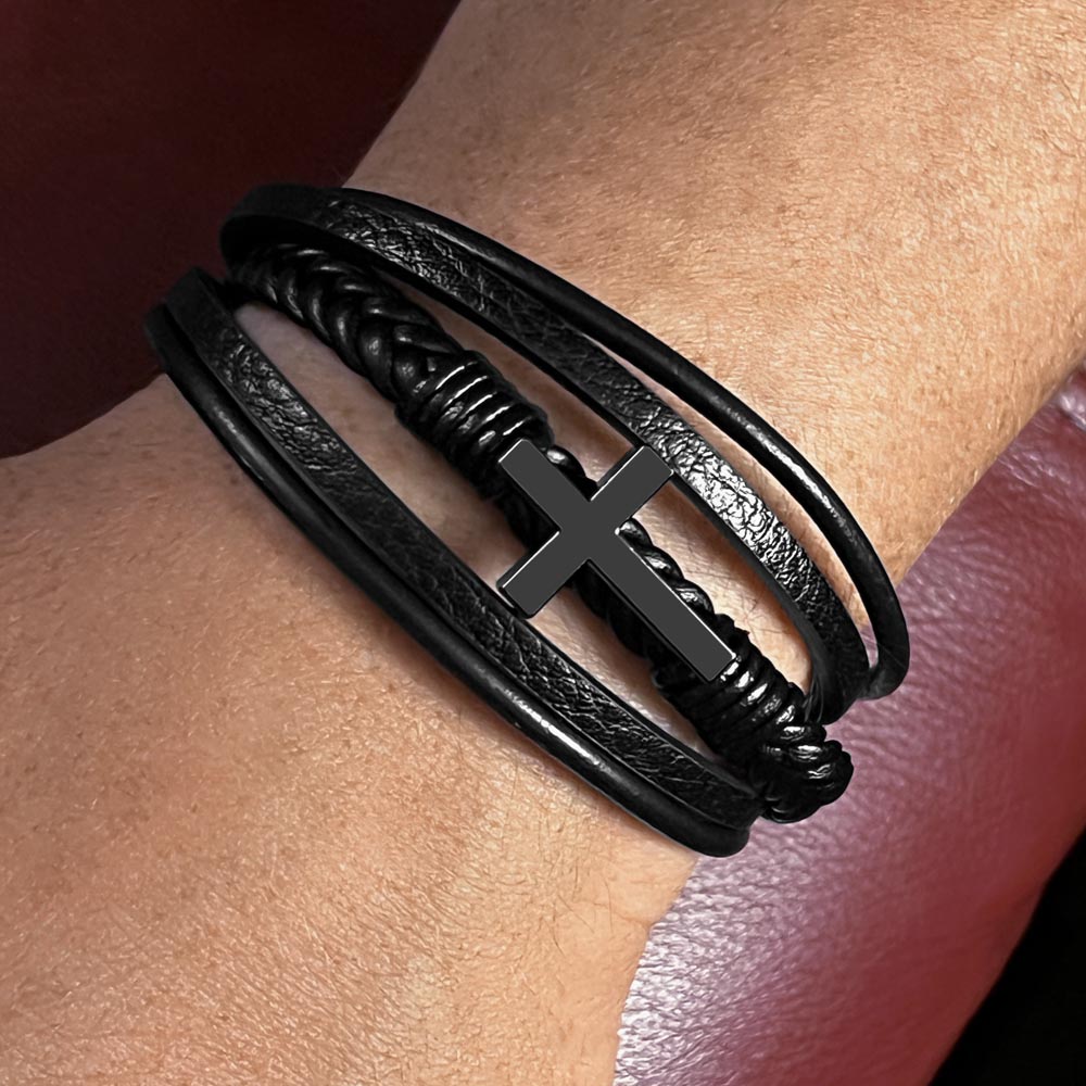 Braided Leather Cross Bracelet for Husband – Faith Gift - Golden Willow Emporium