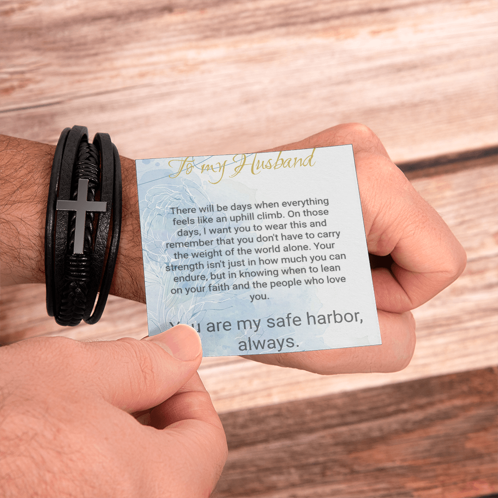 Braided Leather Cross Bracelet for Husband – Faith Gift - Golden Willow Emporium