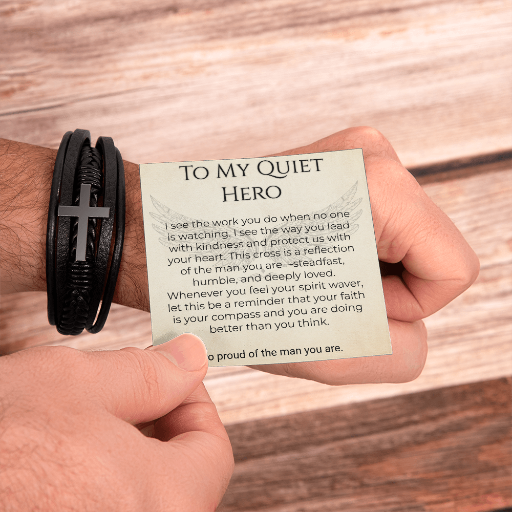 Men's Cross Bracelet Father's Day Gift – Quiet Hero Dad - Golden Willow Emporium