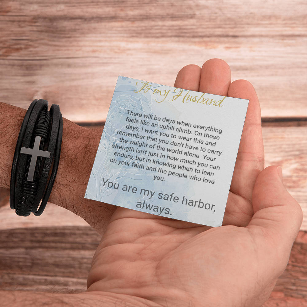 Braided Leather Cross Bracelet for Husband – Faith Gift - Golden Willow Emporium