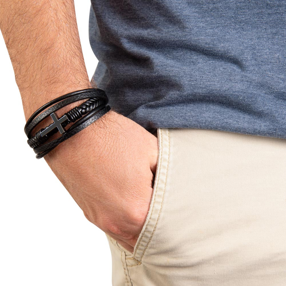 Men's Cross Bracelet Father's Day Gift – Quiet Hero Dad - Golden Willow Emporium