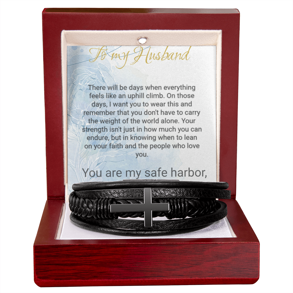 Braided Leather Cross Bracelet for Husband – Faith Gift - Golden Willow Emporium