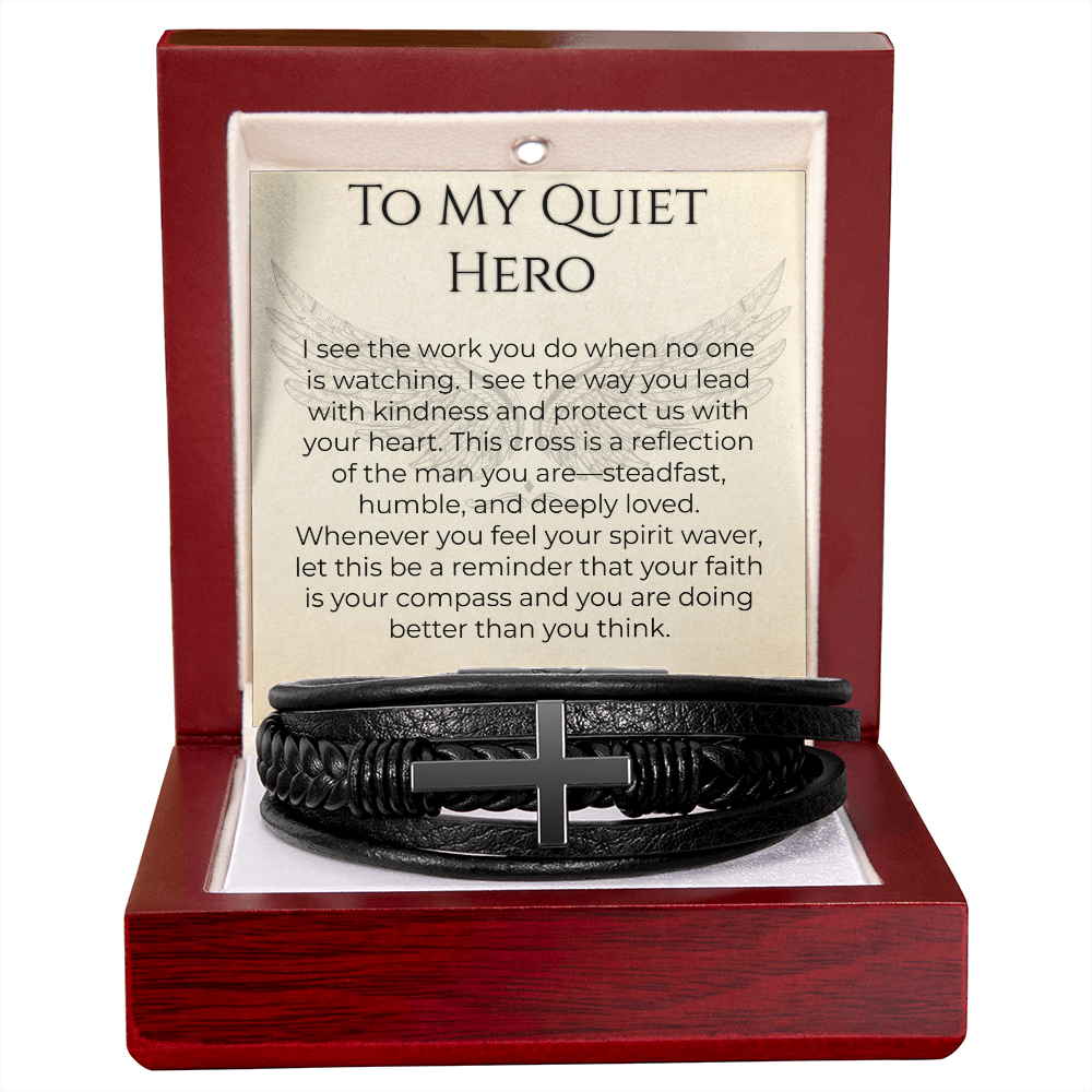 Men's Cross Bracelet Father's Day Gift – Quiet Hero Dad - Golden Willow Emporium