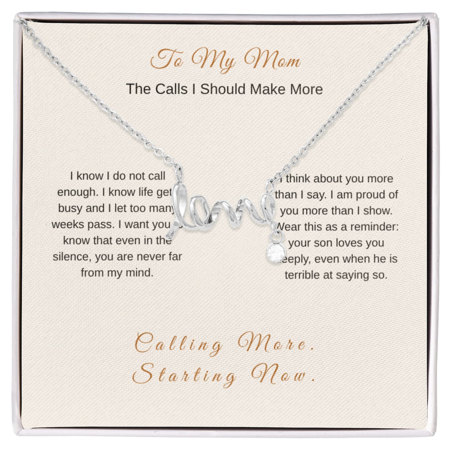 I Should Call More Necklace – Heartfelt Gift for Mom from Son - Golden Willow Emporium