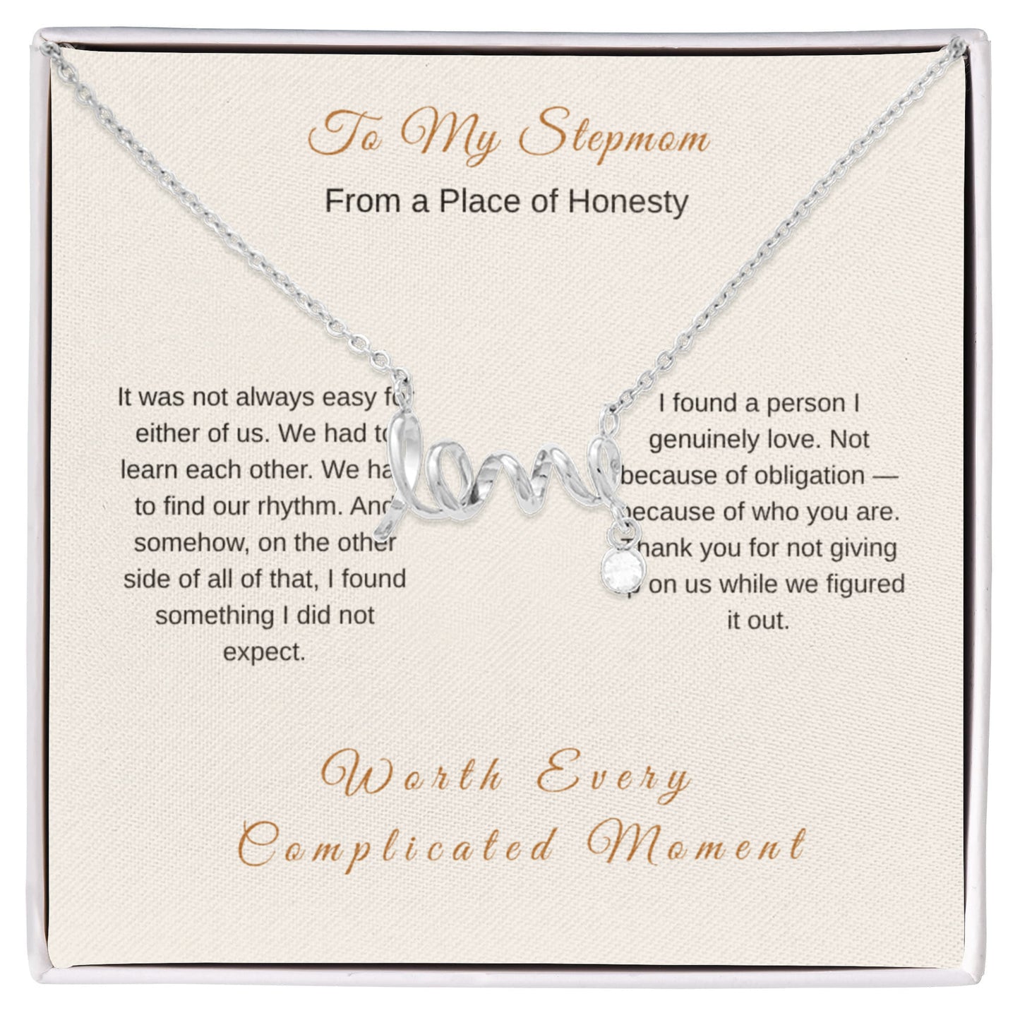 Stepmom Thank You Necklace – Honest Bonus Mom Gift - Golden Willow Emporium